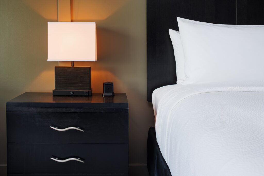 Ironwood Lodge Room Single Bed Close Up of Nightstand